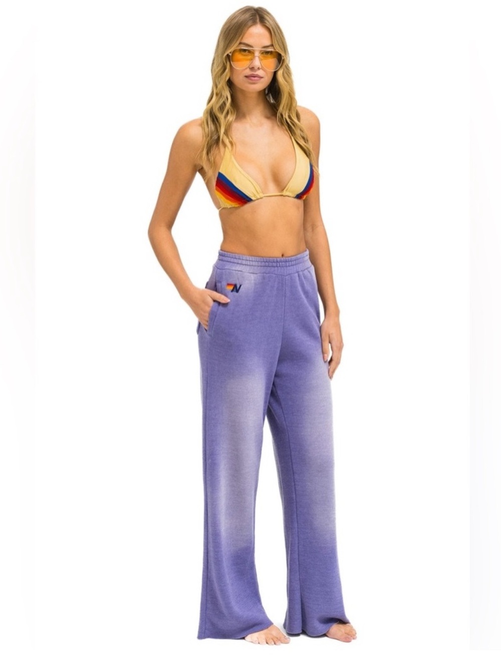 Aviator Nation Wide Leg Sweatpants in Faded Grape - Picture 2 of 7